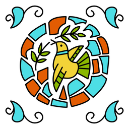 Colorful dove ornament design PNG Design