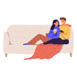 Paar auf einer Couchillustration PNG-Design