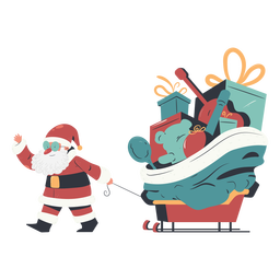 Gift sleigh santa claus illustration PNG Design