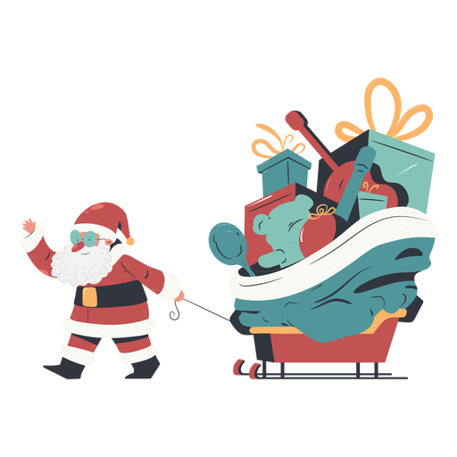 Gift sleigh santa claus illustration PNG Design