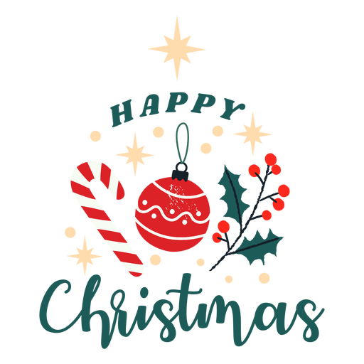 Happy Christmas Candy und Ornament Design PNG-Design
