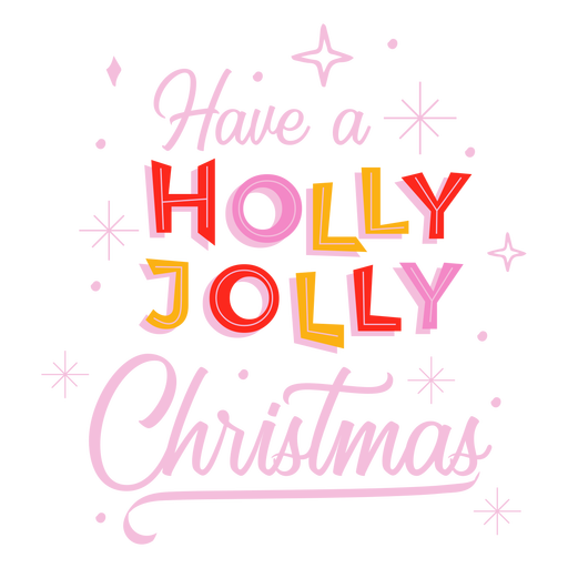 Letras de Natal Holly Jolly Desenho PNG