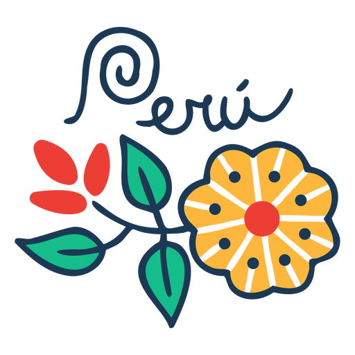 Diseño de país con flores en Perú Diseño PNG