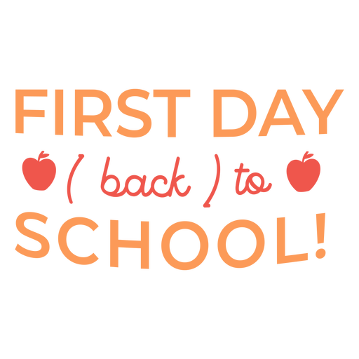 Red apple first school day quote PNG Design