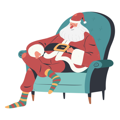 Sitting Santa Claus Character Illustration PNG & SVG Design For T-Shirts