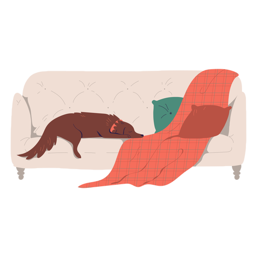 Sleepy dog on couch illustration PNG Design