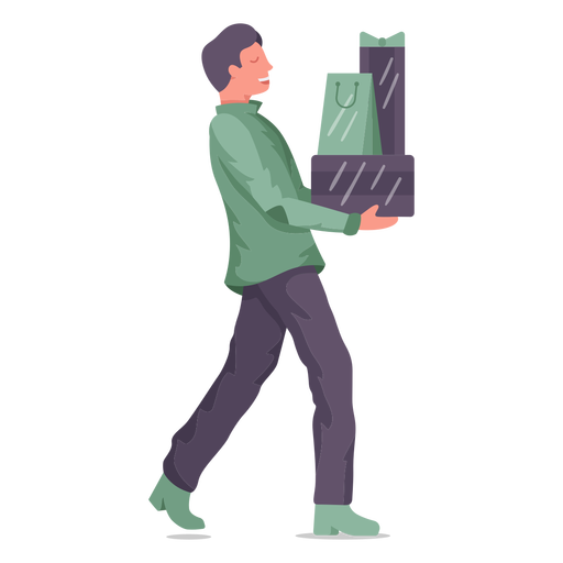 Smiley man shopping bags PNG Design
