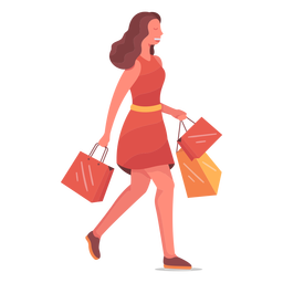 Smiley woman character shopping Transparent PNG