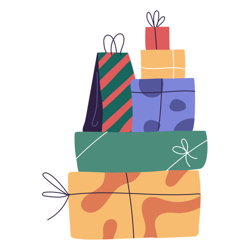 Ilustración de vacaciones de regalos de pila Diseño PNG