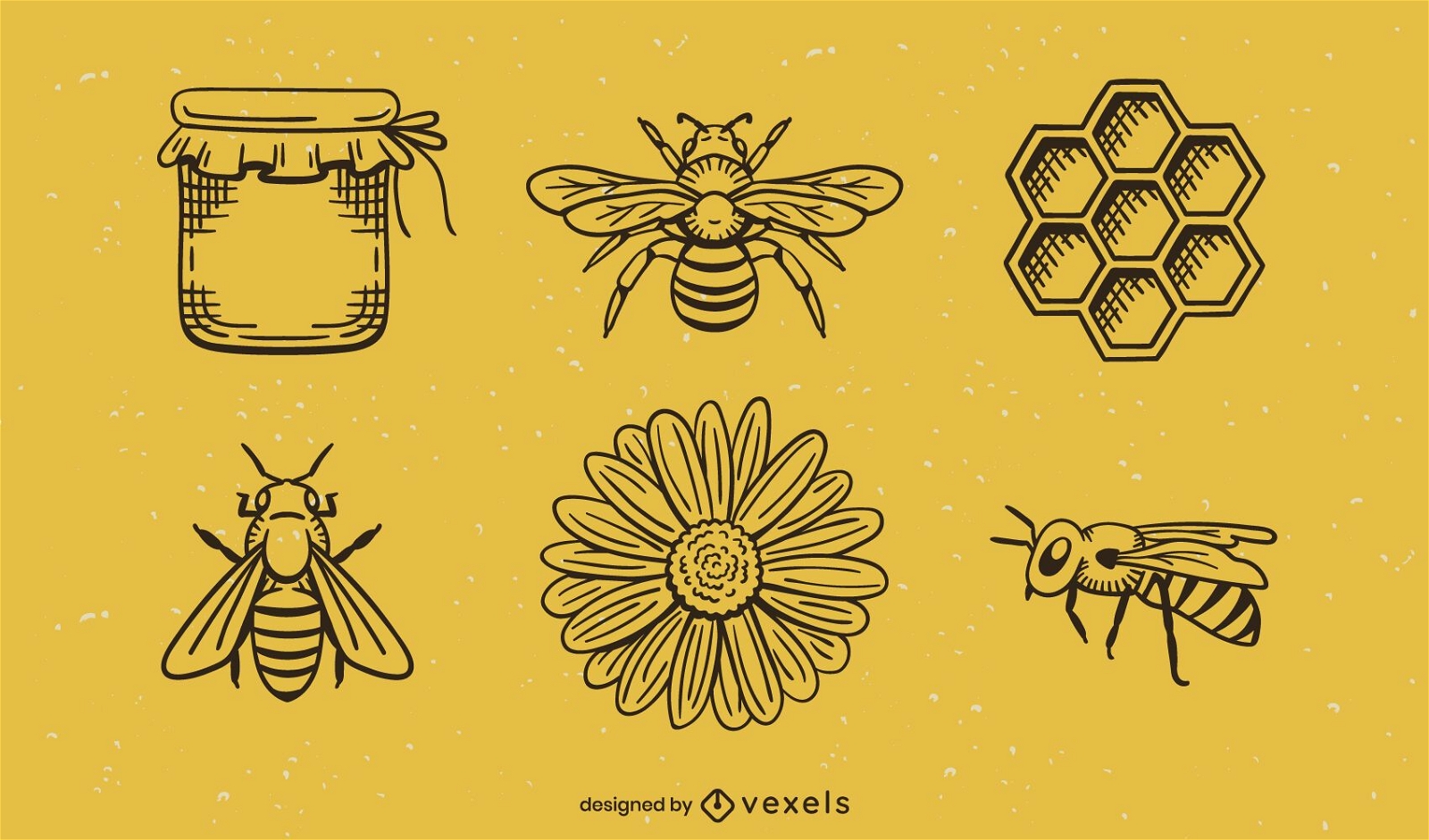 Design de conjunto de logotipo de mel