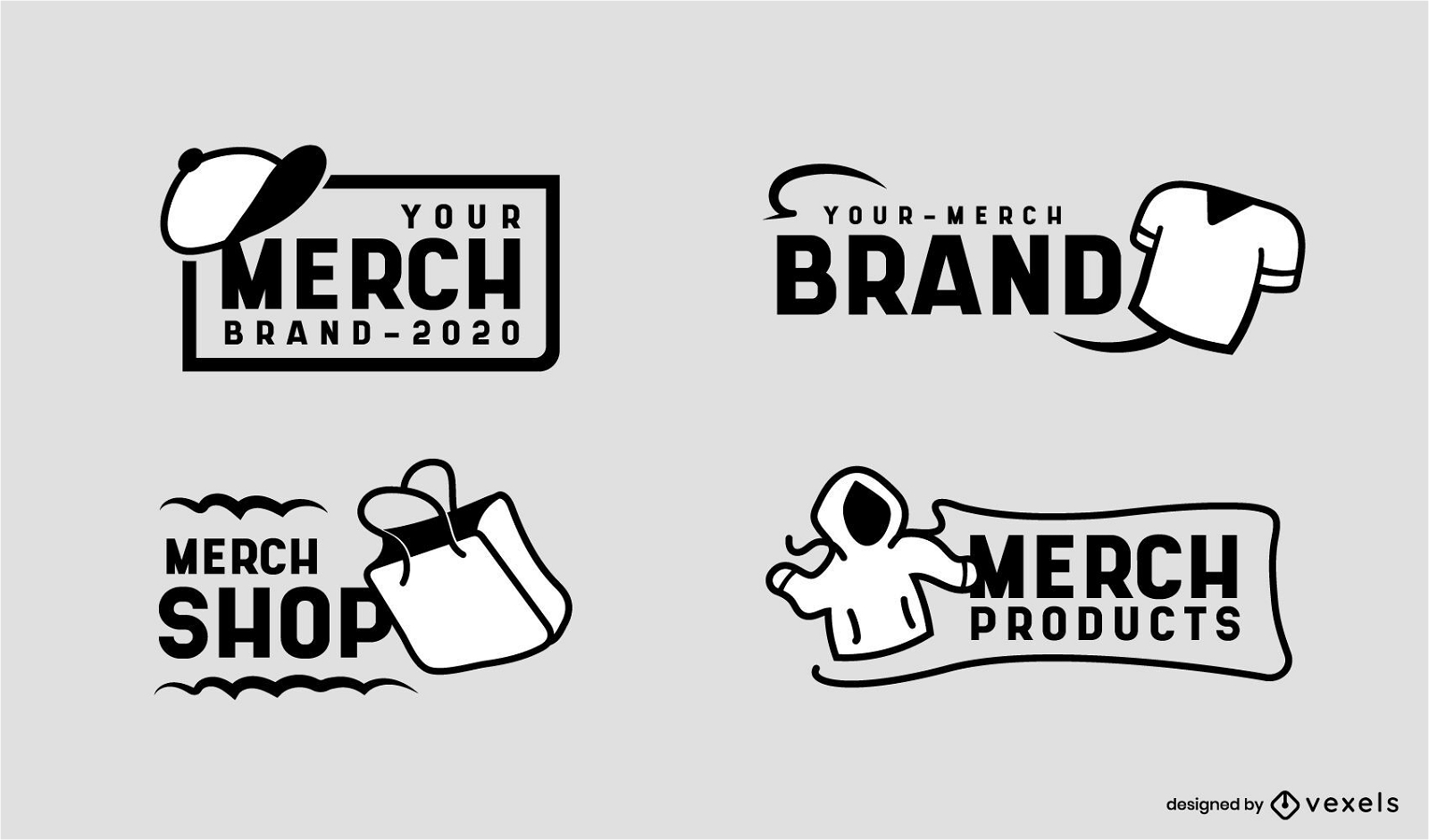 Design de conjunto de logotipo de merchandising