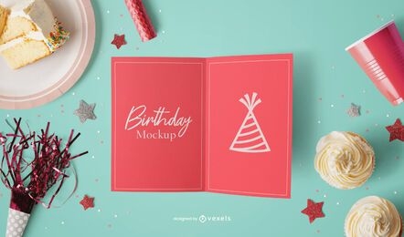 Composição de maquete de cartão de aniversário