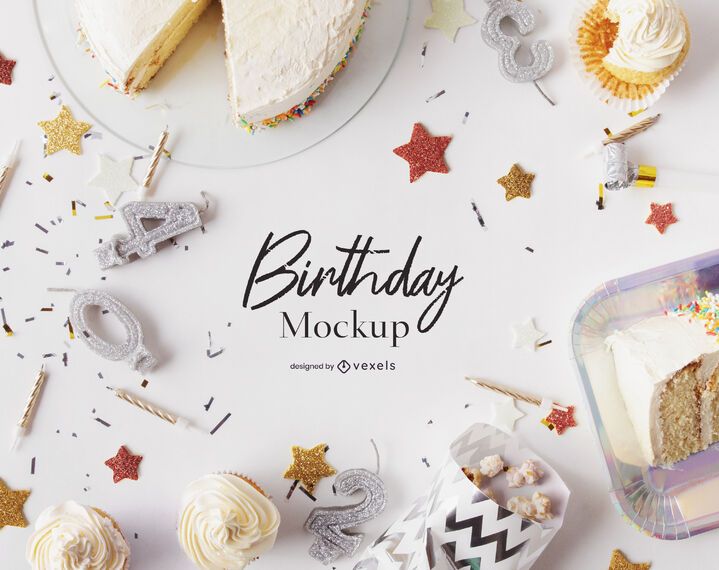 Download Birthday Mockup Composition - PSD Mockup Download