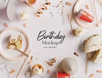 Birthday party psd mockup composition
