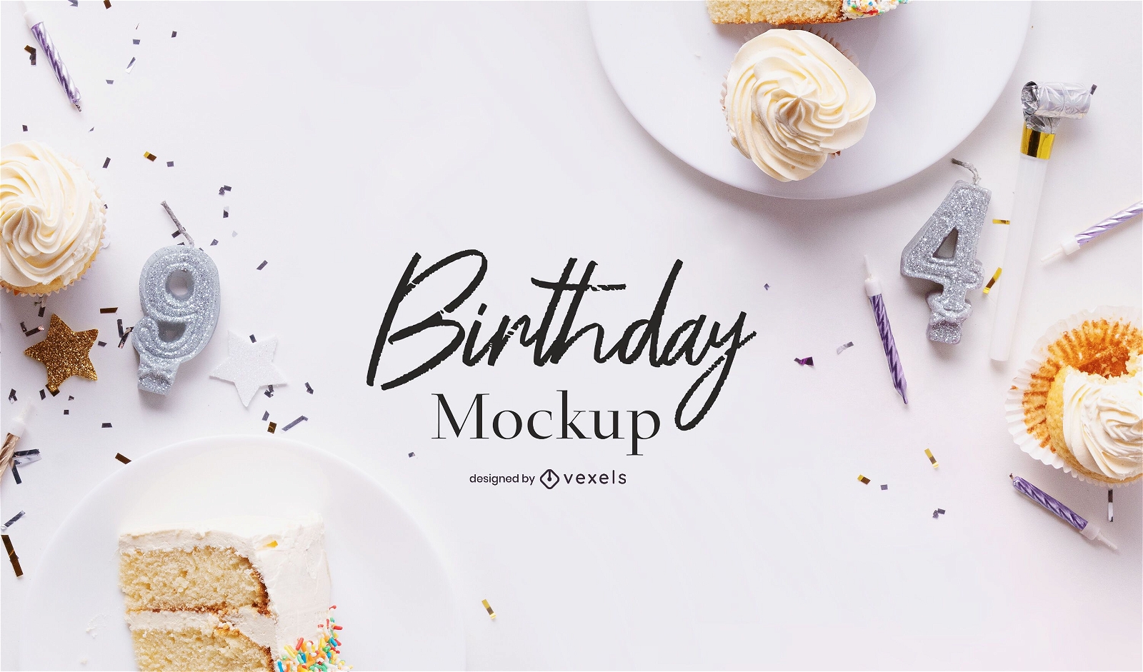 Birthday party mockup psd composition