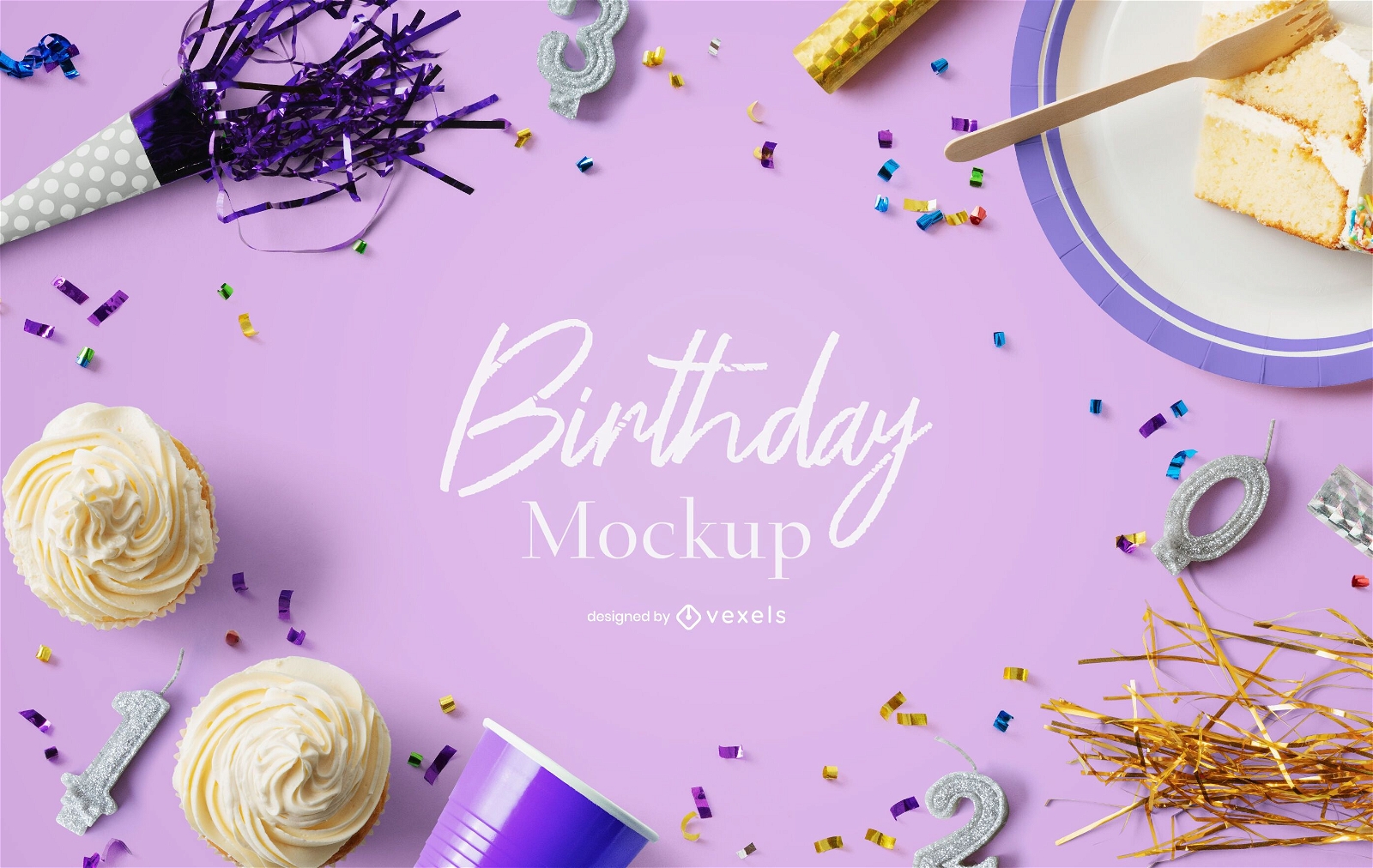 Birthday party mockup composition psd