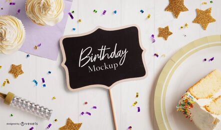 Birthday mini chalkboard mockup composition