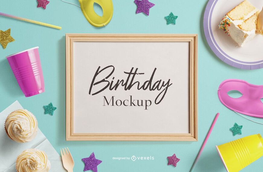Download Birthday Frame Mockup Composition - PSD Mockup Download