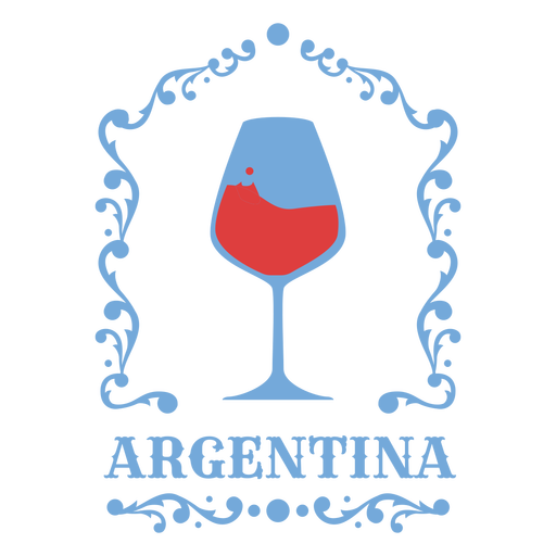 Wine glass argentina imagery badge PNG Design