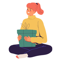 Carácter de mujer y caja de regalo Diseño PNG