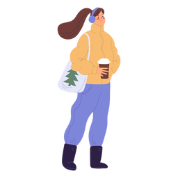 Download Woman Drinking Coffee Standing Illustration Transparent Png Svg Vector