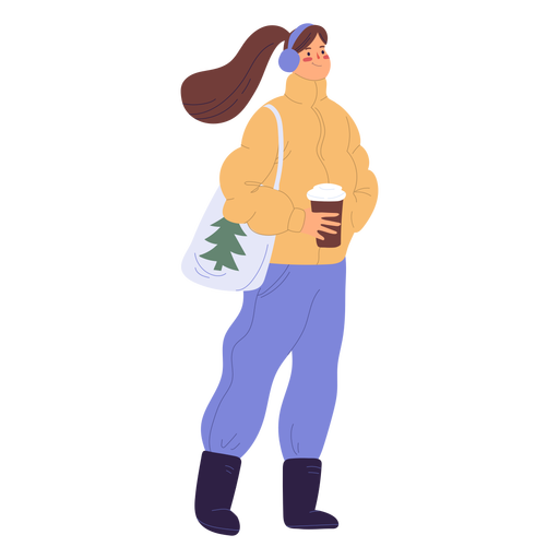 Download Woman drinking coffee standing illustration - Transparent PNG & SVG vector file