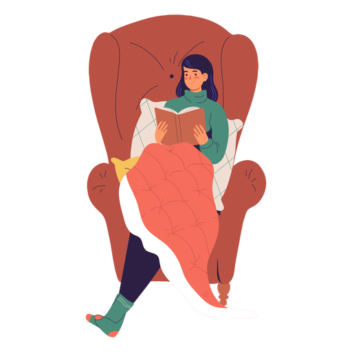 Woman reading a book character