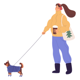 Ilustração de mulher passeando com cachorro Desenho PNG