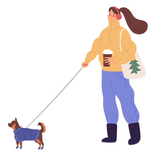 Download Woman Walking A Dog Illustration Transparent Png Svg Vector File Yellowimages Mockups