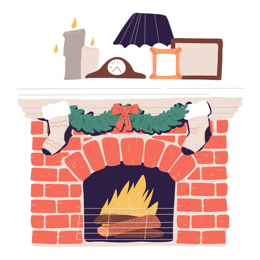 Wood stove christmas decoration illustration