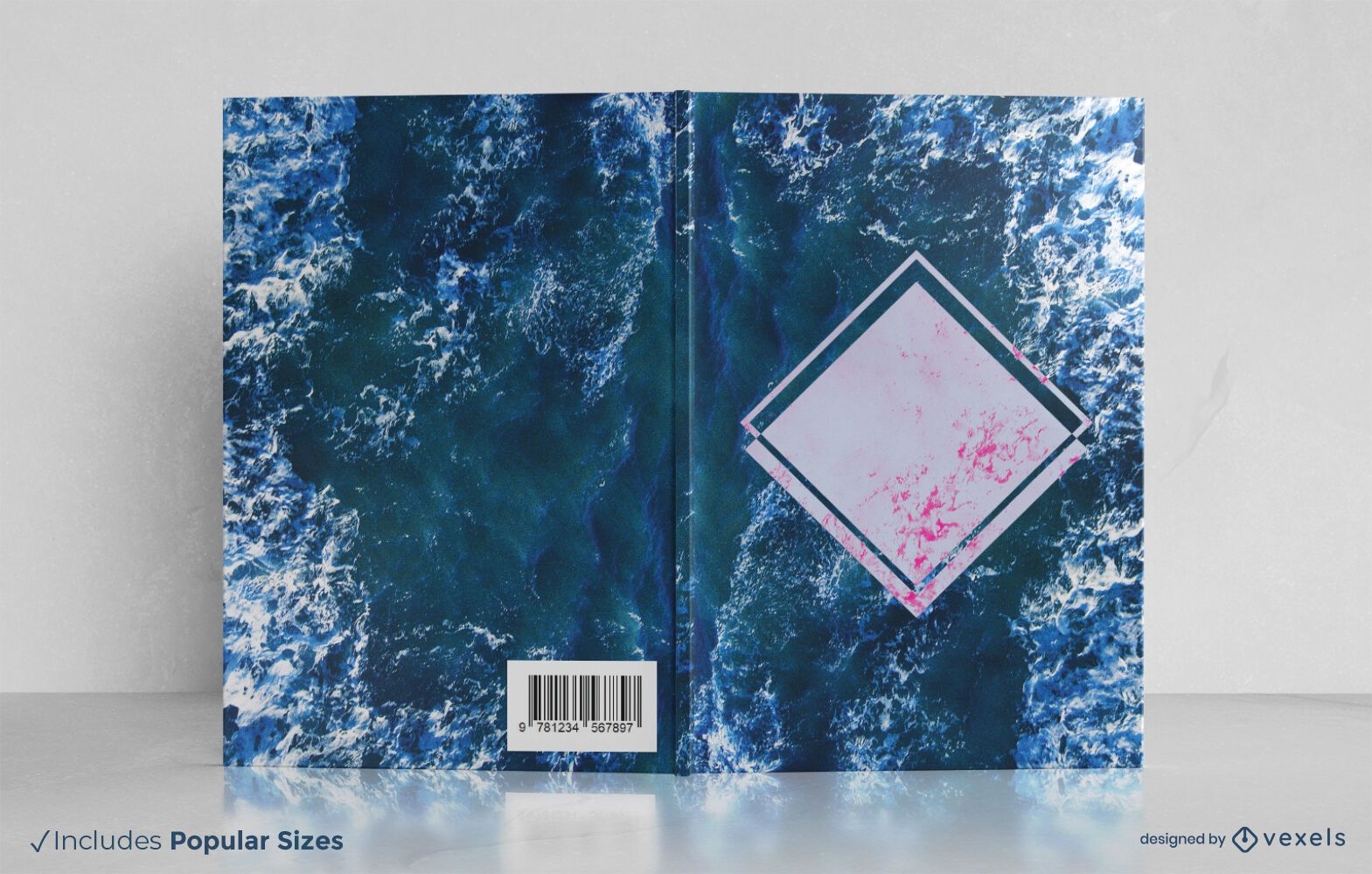 Diseño de portada de libro de olas del océano