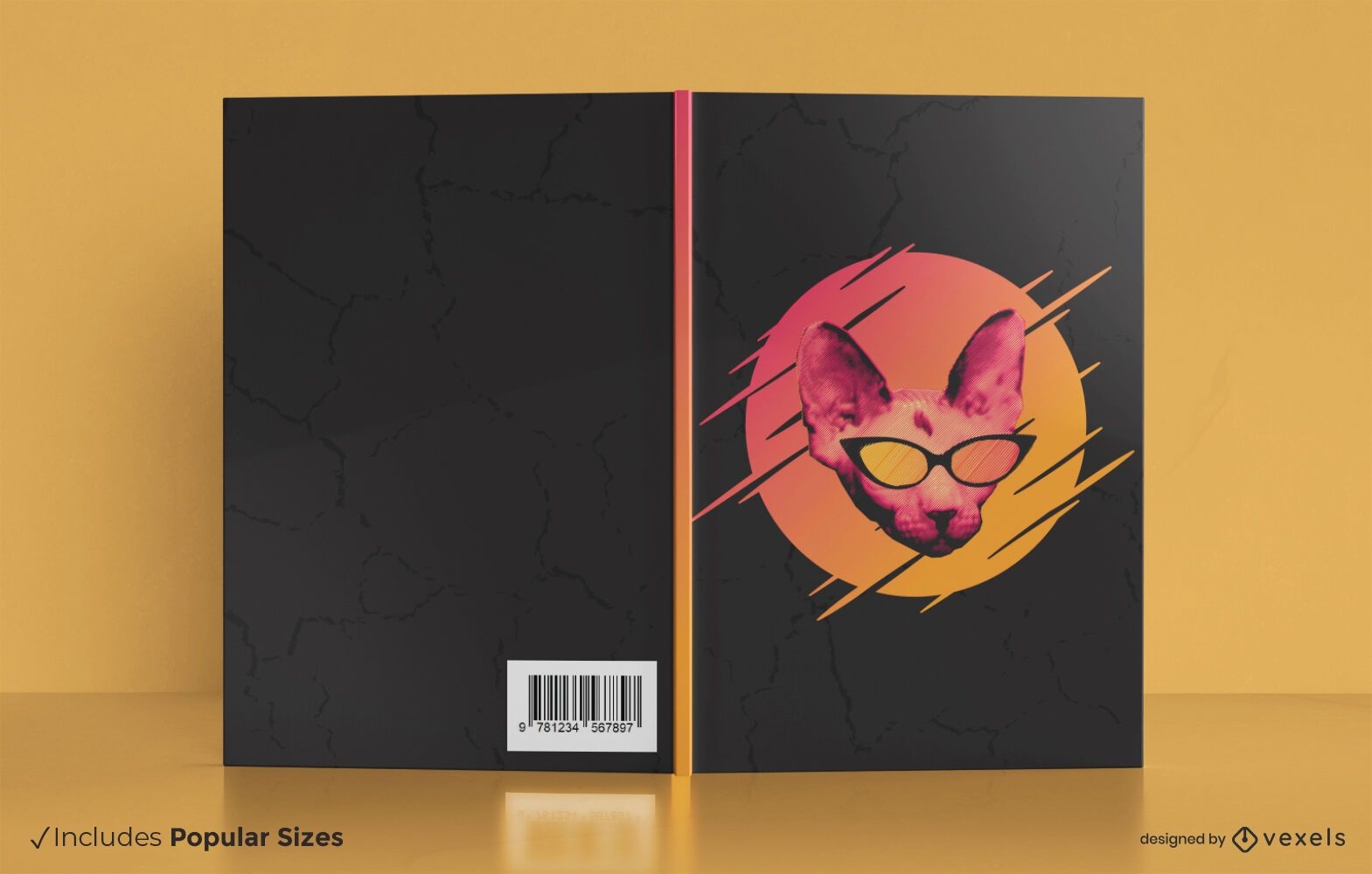 Diseño de portada de libro de gato de gafas de sol