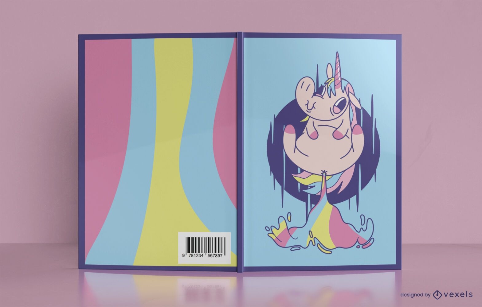 Diseño de portada de libro divertido unicornio