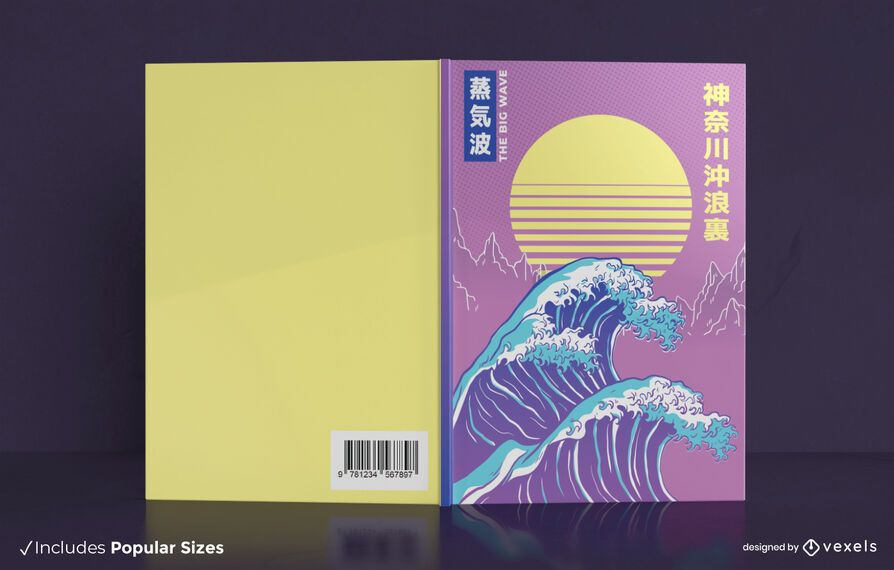 Diseño de portada de libro de vaporwave ocean Diseño de portada de libro de vaporwave ocean