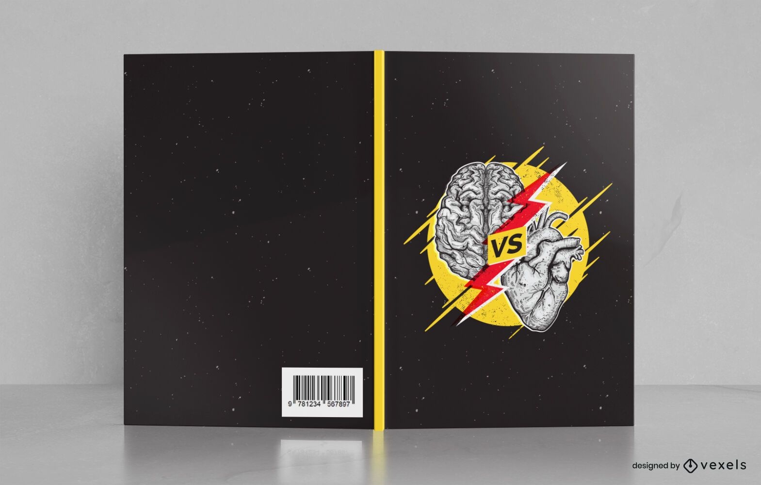Buchcover-Design Gehirn gegen Herz