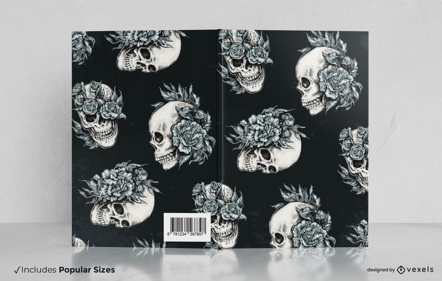 Design de capa de livro com caveiras florais Design de capa de livro com caveiras florais