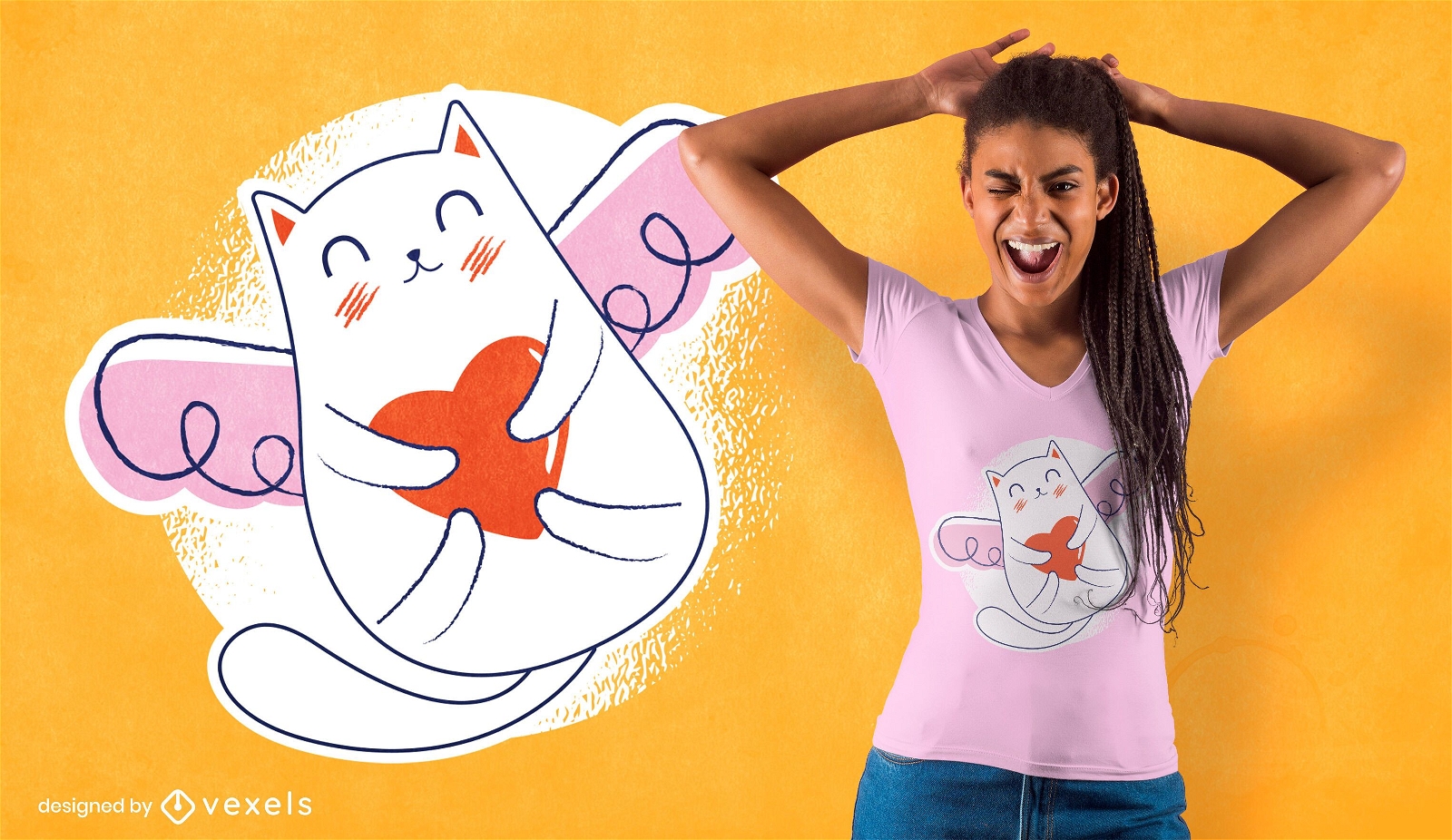Diseño de camiseta de gato de San Valentín.