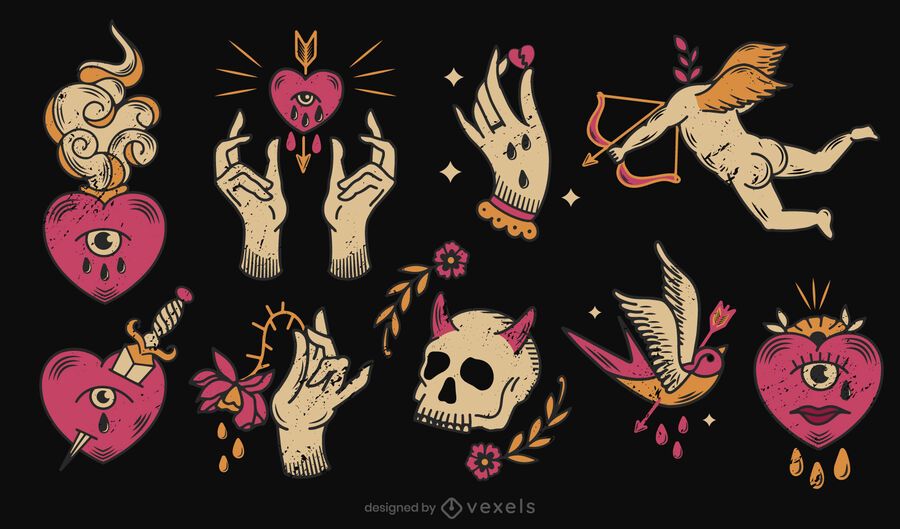 Set de tatuajes anti San Valentín Set de tatuajes anti San Valentín