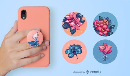 Conjunto de flores popsocket
