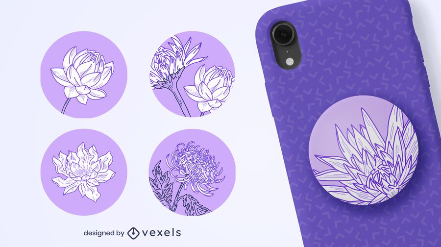 Hand drawn flowers popsocket set Hand drawn flowers popsocket set