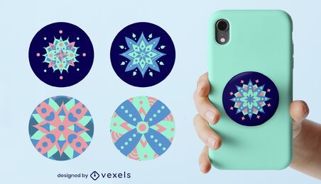 Blue mandalas popsocket set