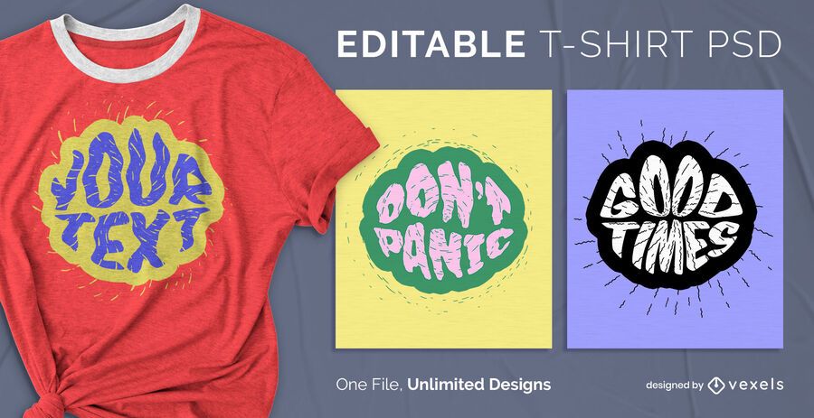 Design de psd de t-shirt com bolha de texto Design de psd de t-shirt com bolha de texto