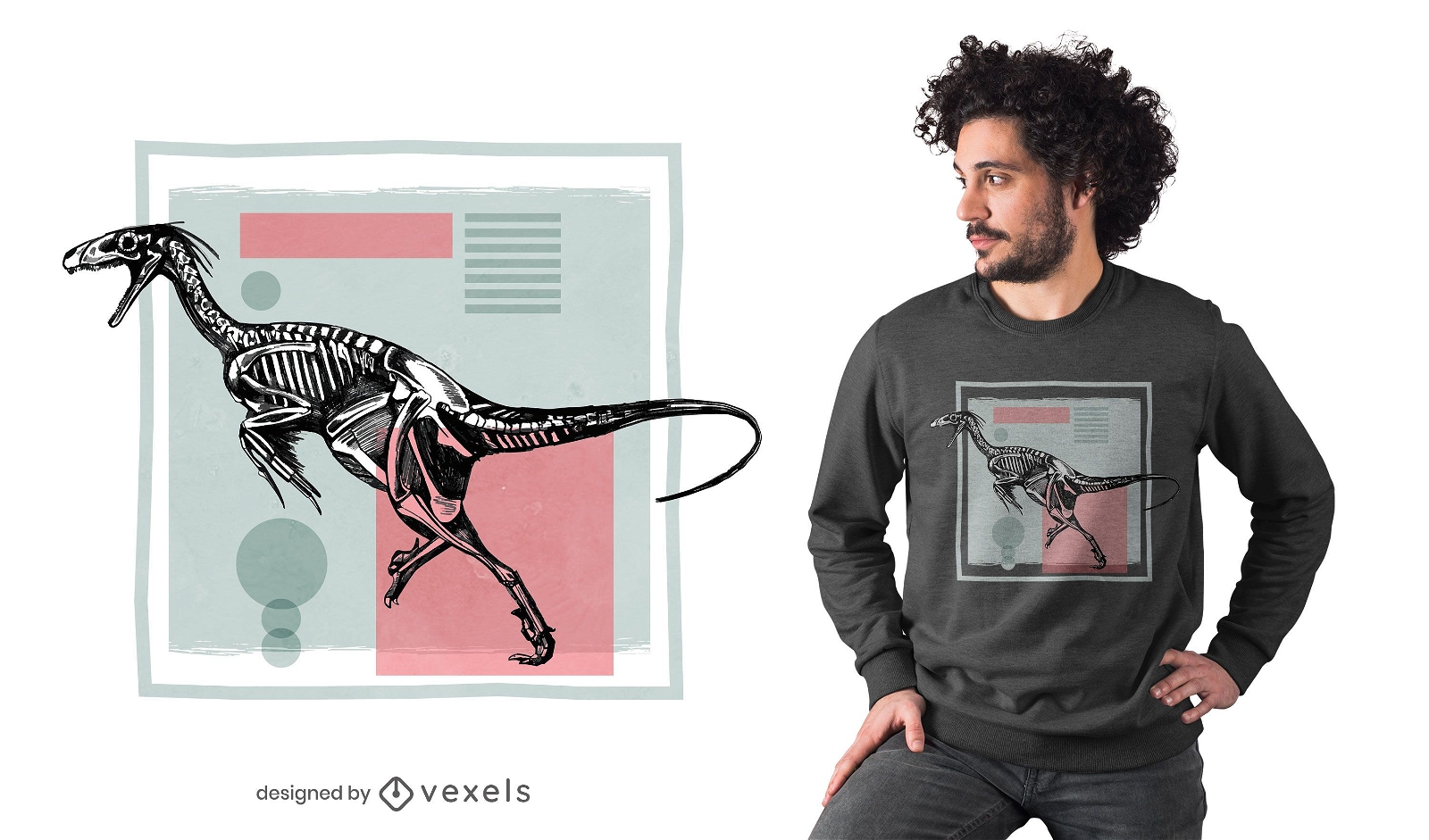 Design de camiseta de dromeossauro