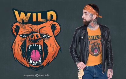 Design de camiseta de urso selvagem Design de camiseta de urso selvagem