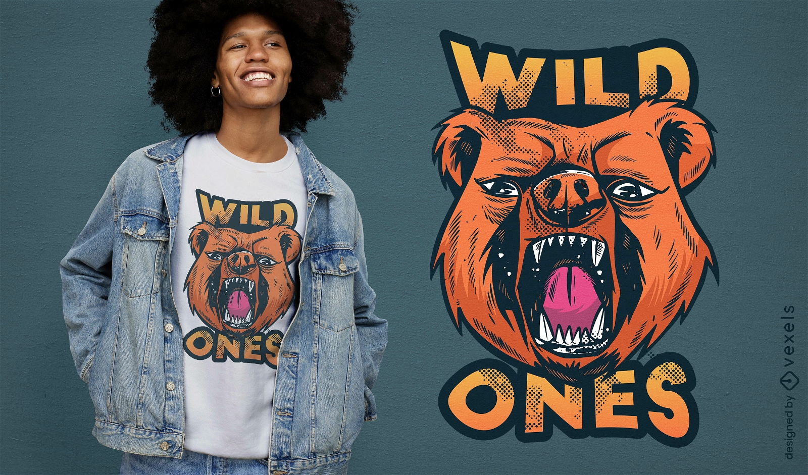 Design de camiseta de urso selvagem