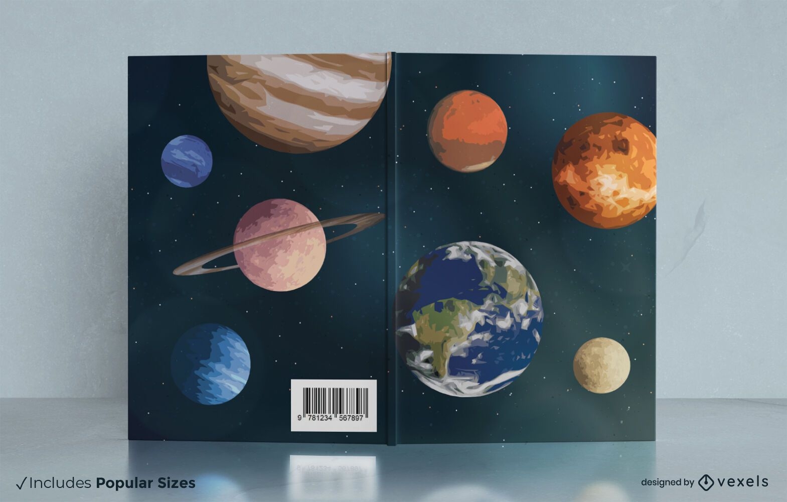 Design da capa do livro no espaço sideral
