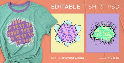 Hole scalable t-shirt psd