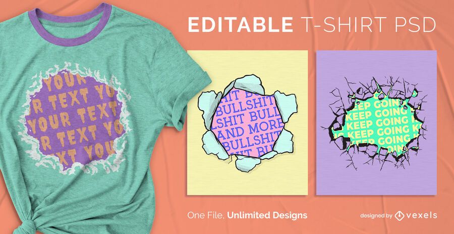 Hole scalable t-shirt psd Hole scalable t-shirt psd