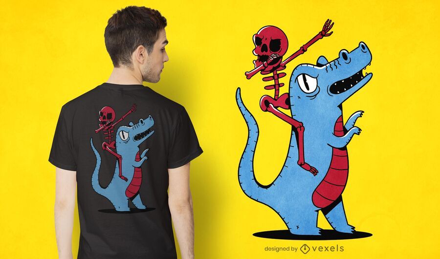 Skeleton riding dinosaur t-shirt design Skeleton riding dinosaur t-shirt design