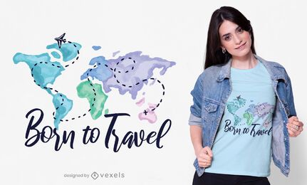 Nacido para viajar diseño de camiseta. Nacido para viajar diseño de camiseta.